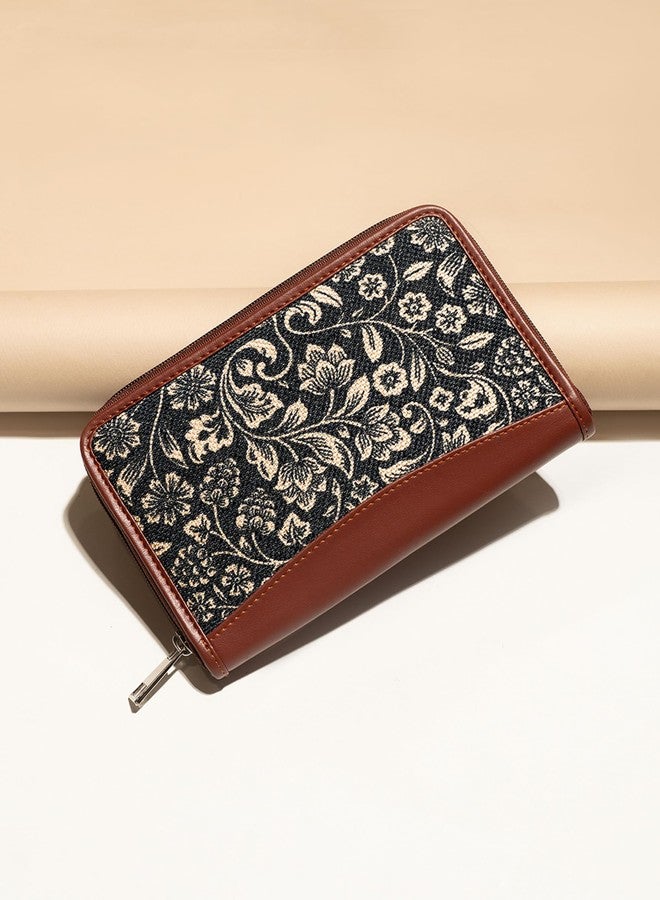 ZOUK Women's Flomotif Print Handmade Vegan Leather Wallets and Jute Purse for Ladies - Clutch with Indian Print - Wallets for Mobile Phones (Multicolour) - Image 2